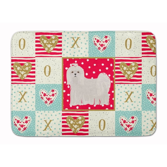 Maltese Love Machine Washable Memory Foam Mat Red