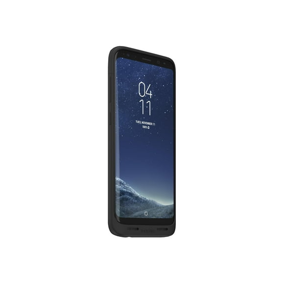 mophie charge force case - Battery case for cell phone - leather, thermoplastic polyurethane (TPU) - black - for Samsung Galaxy S8