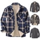 thumbnail image 3 of Camisas de franela a cuadros con forro polar Sherpa para hombre, chaquetas informales térmicas con botones, abrigos de trabajo cálidos de invierno, prendas de vestir exteriores, 3 of 3