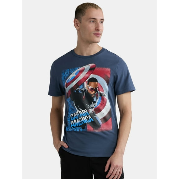 Marvel Captain America Men's & Big Men's Graphic Tee with Short Sleeves, Sizes S-3XL