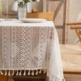 thumbnail image 4 of Enova Home High Quality Washable Rectangle Lace tablecloths, Wrinkle Resistant Washable Dining Room Table linen for Rectangle Tables 55" x 78", 4 of 5