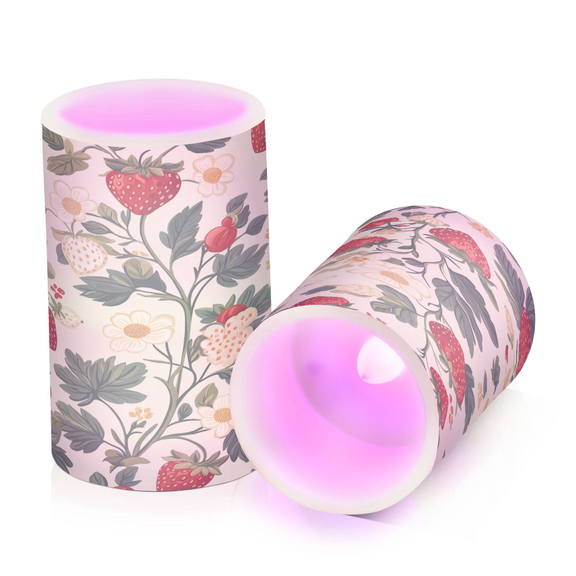 Yayeee Flameless Candles with Remote Flickering Battery Operated Multi Color Changing, Small Strawberry Pattern