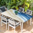 thumbnail image 2 of Navy Blue Ombre Ocean Table Cloths for 5 Foot Rectangle Tables, Watercolor Coastal Beach Waves Patio Waterproof Elastic Fitted Tablecloths, Washable Rectangular Table Cover for Camping, 2 of 8