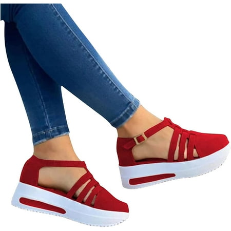 

Sandals for Women Wedge Womens Comfy Platform Sandals Slip-On Summer Casual Beach Wedge Sandals Strappy Ankle Buckle Strap Open Toe Sandals Flip Flops Wedge Shoes Causal Outdoor Sandals