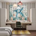 thumbnail image 5 of Teal Coastal Starfish Kitchen Curtains 63 Inch Length, Vintage Summer Beach Nautical Coral Grommet Top Bedroom Living Room Curtains, Light Filtering Cafe Curtain Drapes 2 Panels Set 84''x63'', 5 of 9