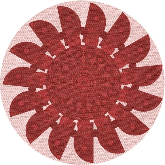 Ahgly Company Machine Washable Indoor Round Transitional Pastel Pink Area Rugs, 3' Round