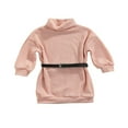 thumbnail image 1 of Robe Chandail pour Filles Bébé Hiver Automne Col Roulé Manches Longues Tricotée avec Ceinture Vert 3-4 Ans, 1 of 7