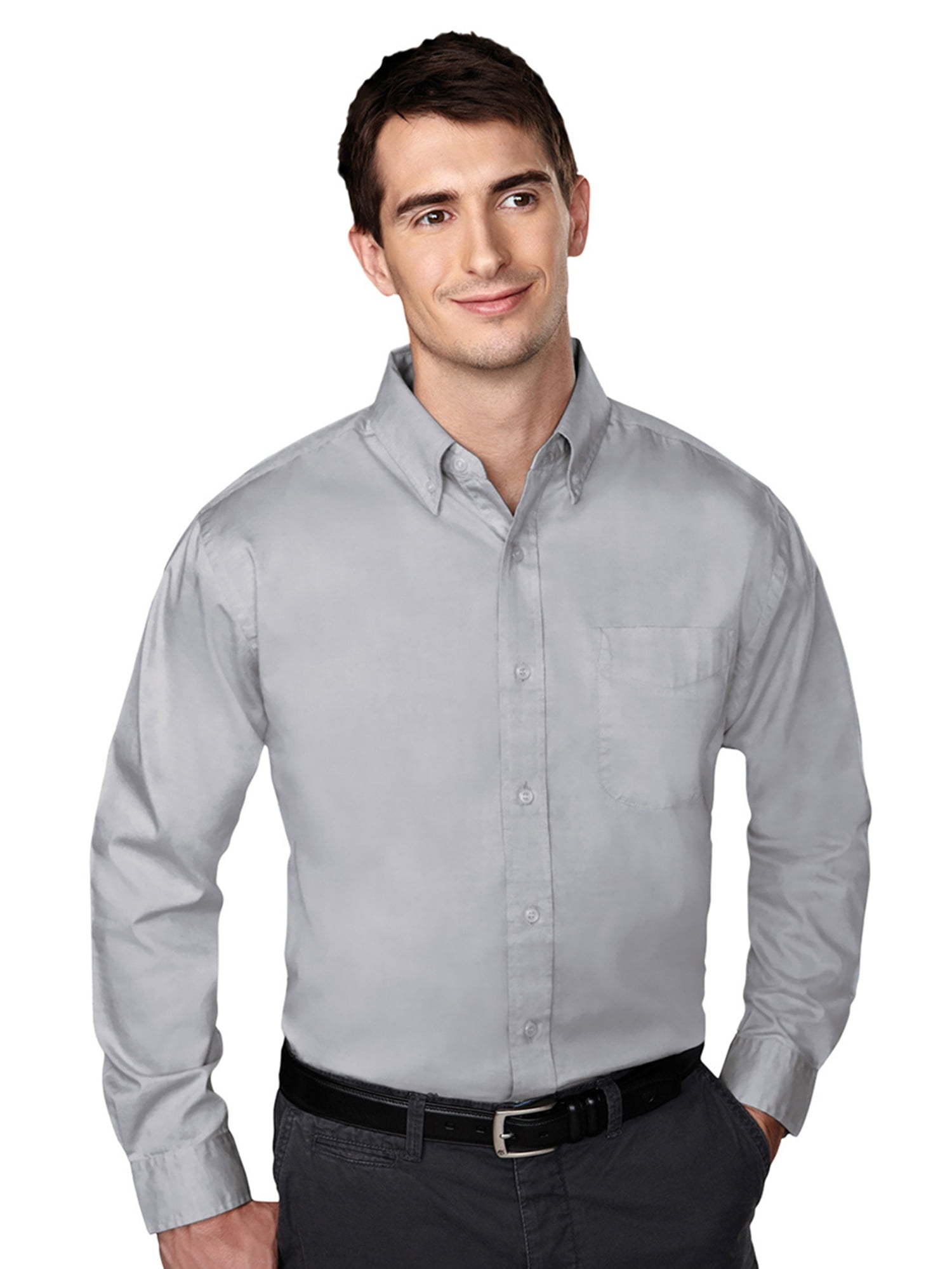 W700LS Tri-Mountain Men's Adjustable Long Sleeve Chest Pocket Twill Dress Shirt