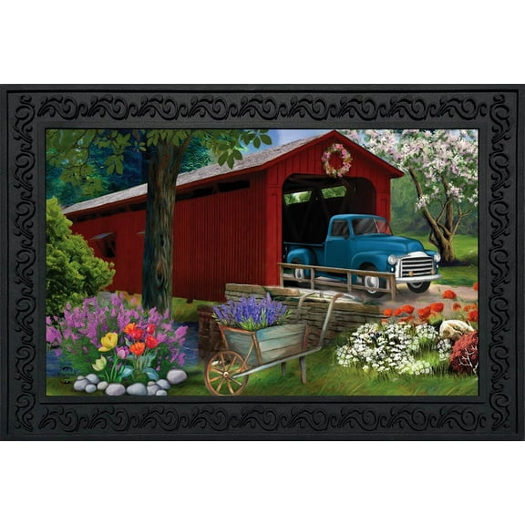 Briarwood Lane Bridge in Bloom Spring Doormat