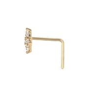 Body Jewelry - Womens 14kt Gold 22G Cubic Zirconia Flower Nose Stud