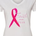 thumbnail image 4 of Inktastic Faith over Fear Breast Cancer Awareness with Pink Ribbon Women's V-Neck T-Shirt, 4 of 5