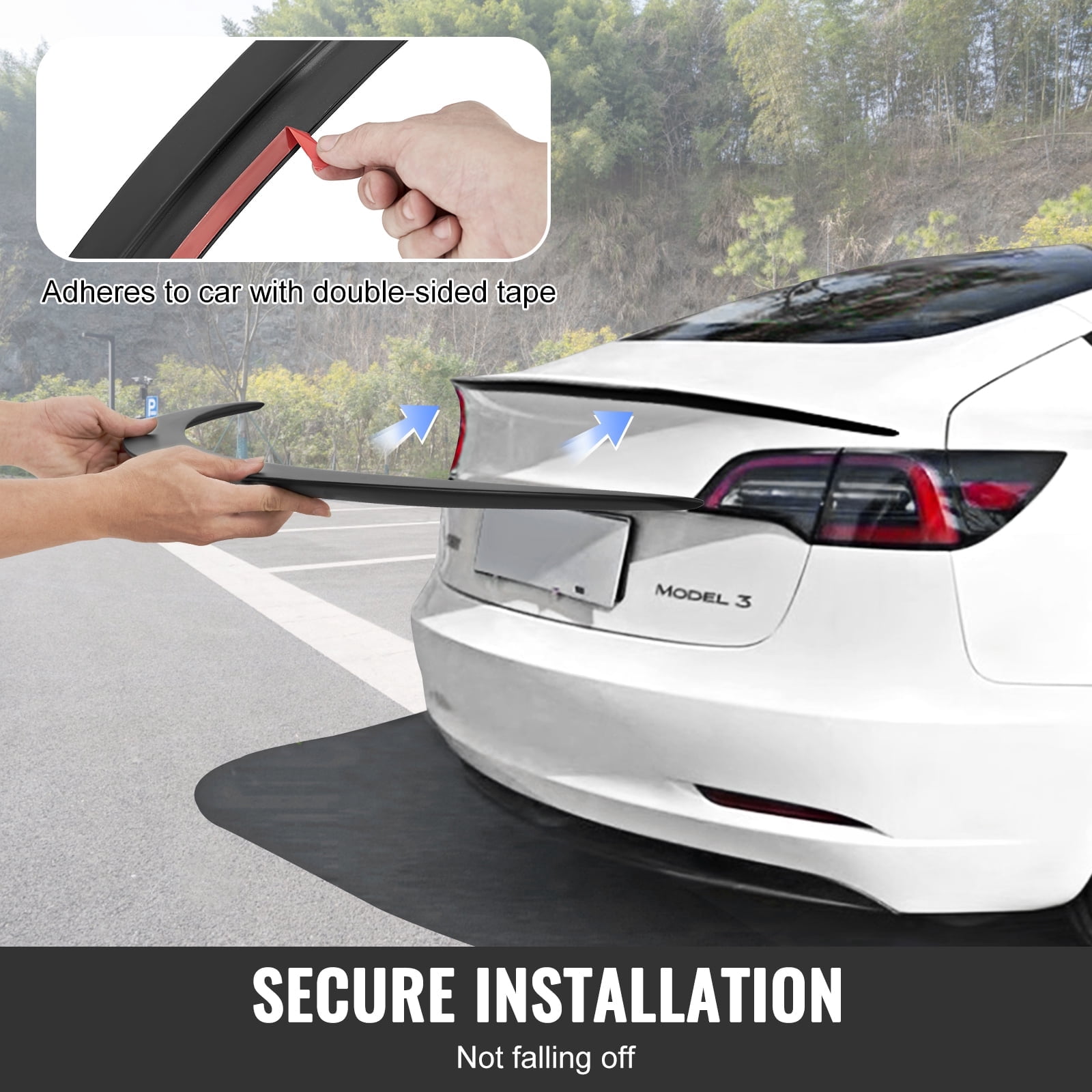 KFFKFF Rear Spoiler 48.2'' GT Style Trunk Wing Compatible with Tesla Model 3