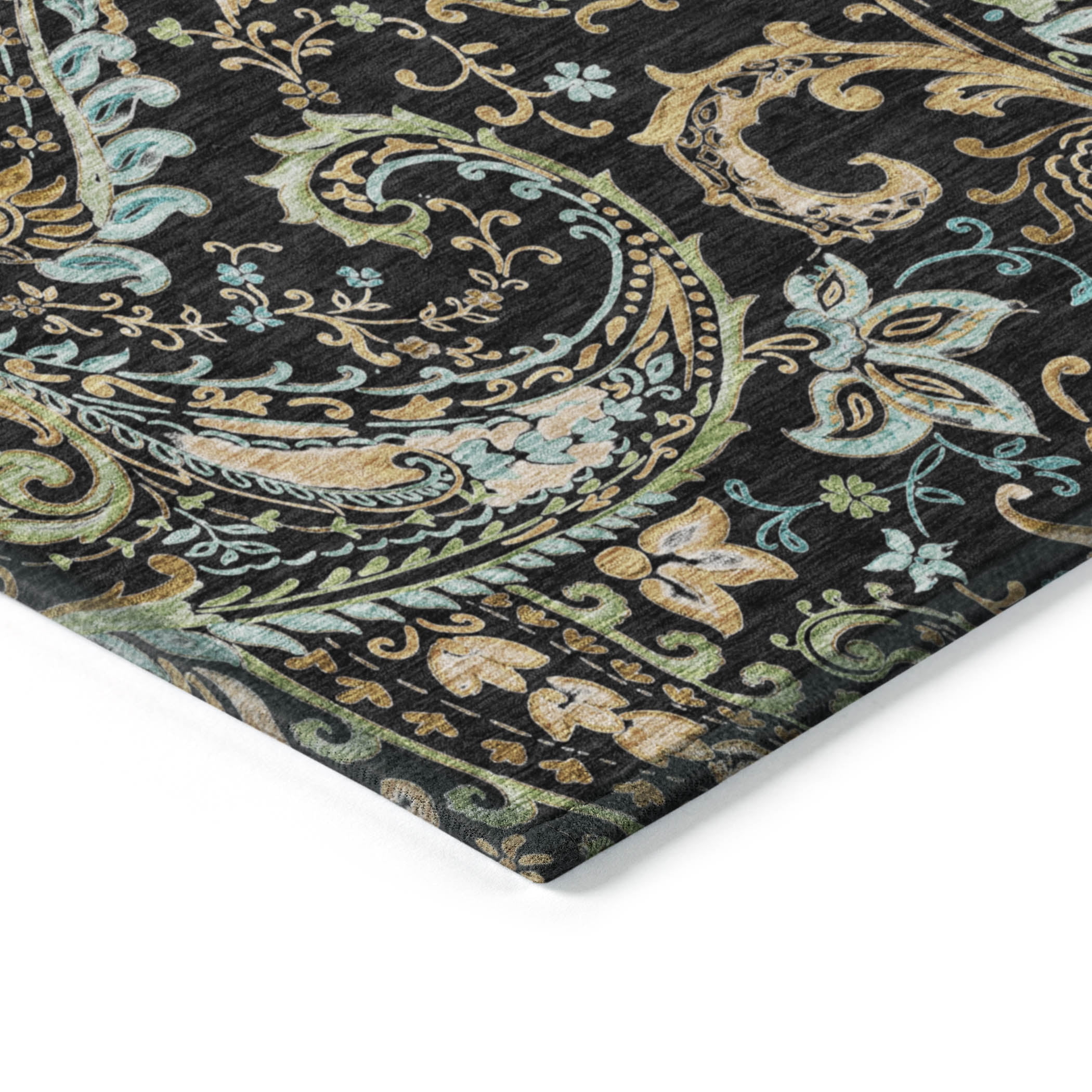Addison Rugs Chantille Indoor/Outdoor Transitional Paisley Black Washable Rectangle Rug, 3' x 5'