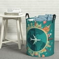 thumbnail image 6 of Rateoe Around The Planet Pattern Round Laundry Hamper Basket, Tall Hamper Basket for Blanket Storage, Nursery Clothes Hamper for Laundry in Bedroom and College Dorm-, 6 of 6