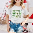 thumbnail image 2 of T-shirts Filles Été Col Rond Manches Courtes Nœud Imprimé Coupe Décontractée Basiques Hauts Filles Blanc 4-5 Ans, 2 of 4