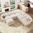 thumbnail image 4 of HONBAY Oversized Beige Corner Modular Sectional with Under-Seat Storage, Movable Ottoman and Adjustable Arms in Plush Cloud Corduroy, 4 of 10