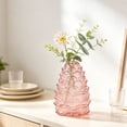 thumbnail image 4 of MYUNNIL Pinecone Shaped Glass Vase, 6" Conical Transparent Embossed Glass Flower Vase, Fall Farmhouse Floral Accessory for Home Mantel Table Office Shelf Decor, Pink, 4 of 7