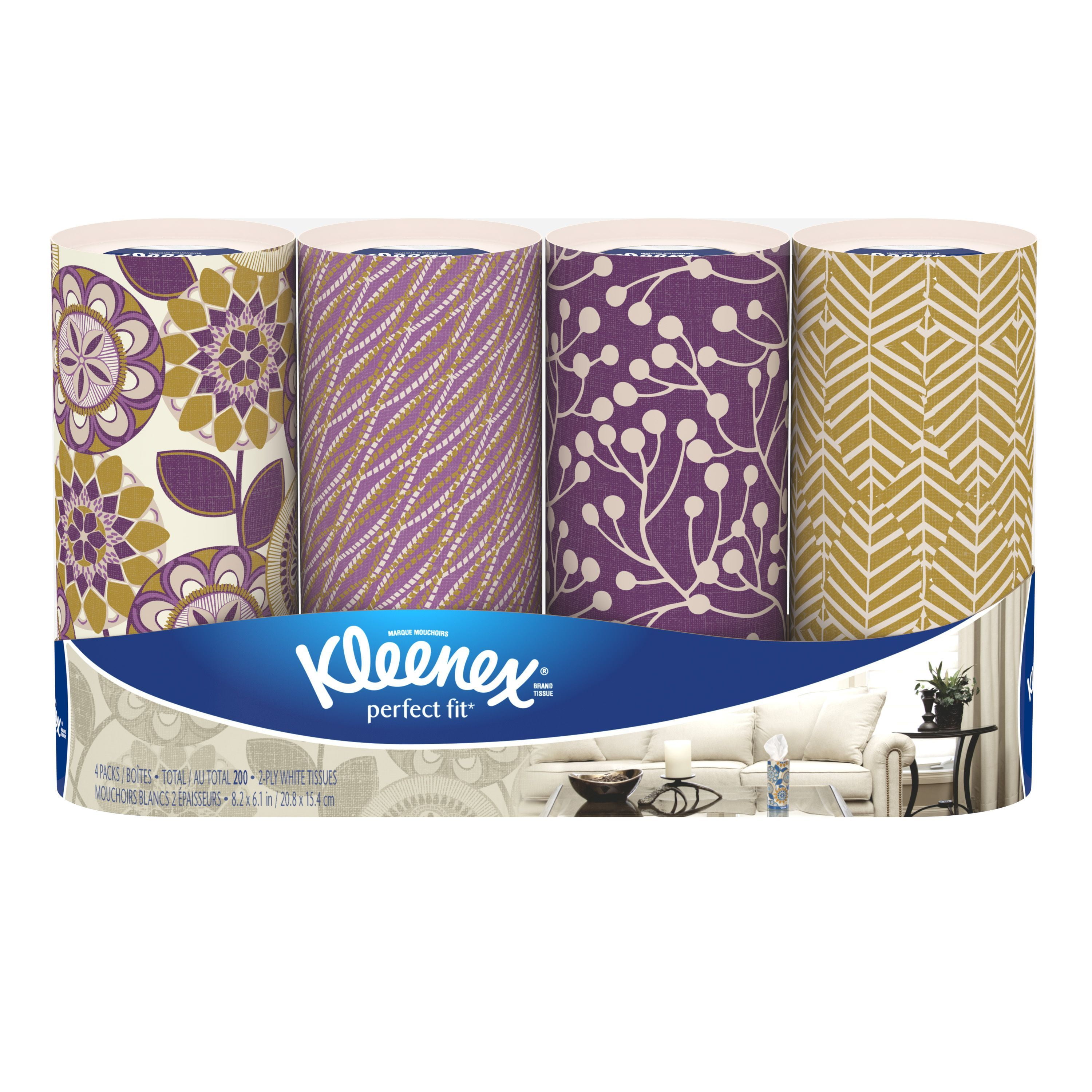 Kleenex Perfect Fit Facial Tissues, 50 Tissues per Canister, 3 Pack