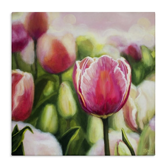 Stupell Industries Blooming Tulips Garden Plants & Flowers Painting Wrapped Canvas Art Print Wall Art, 17 x 17