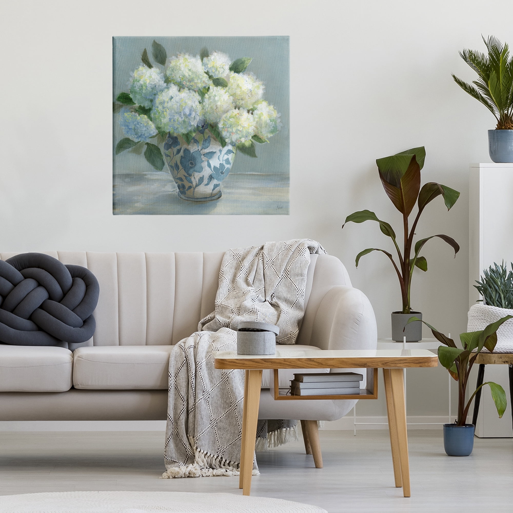 Stupell Industries Hydrangeas in Elegant Vase Canvas Wall Art, design by Nan