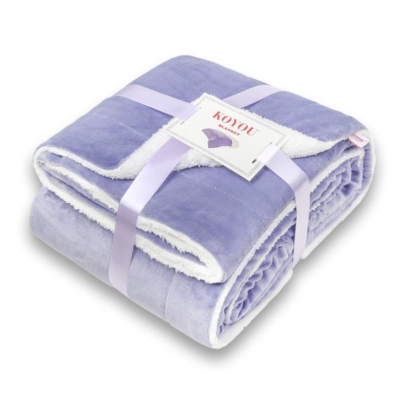 KOYOU Super Soft Plush Sherpa Borrego Blanket Queen Throw
