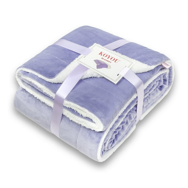 KOYOU Super Soft Plush Sherpa Borrego Blanket Queen Throw