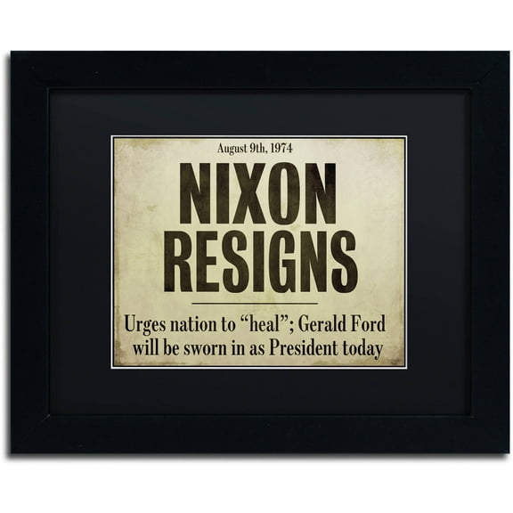 Trademark Fine Art "Nixon" Canvas Art by Color Bakery Black Matte, Black Frame