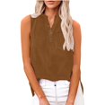 thumbnail image 5 of Summer Tops for Women 2026 Trendy Sleeveless Cotton Linen Shirt Casual Button v Neck Tunic Blouses Outfits, 5 of 7