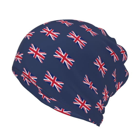 Women Uk Flag Union Jack Slouchy Beanie Hat Stretch Turban Hats Headwear Caps Baggy Skull Sleep Scarf