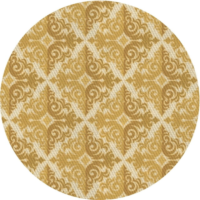 Ahgly Company Machine Washable Indoor Round Transitional Cinnamon Brown Area Rugs, 4' Round