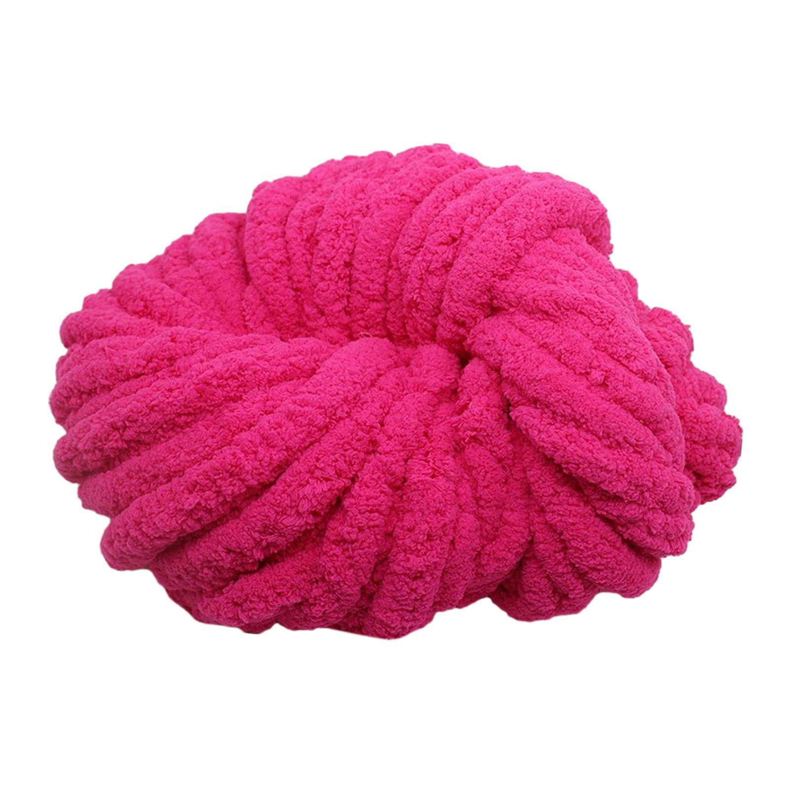 Abbraccia Chunky Chenille Yarn Acrylic Fibers Gauge 7 Jumbo Giant Washable Bulky Yarn Thick Yarn for Sofa Throw Crocheting Hat Blanket Rose Red