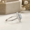 thumbnail image 4 of 18K White Gold Pear Shape Created Aquamarine Cubic Zirconia Hollow Flower Engagement Ring, 4 of 5