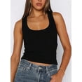 thumbnail image 4 of Black Square Neck Ribbed Crop Tank Top Fitted Camisole Womens Basic Top, 4 of 6