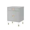 thumbnail image 3 of Taina Light Grey Side Table - 1 Drawer, 1 Door, High Gloss Finish, Acrylic Knob and Acrylic Leg with Gold Tip, 3 of 10