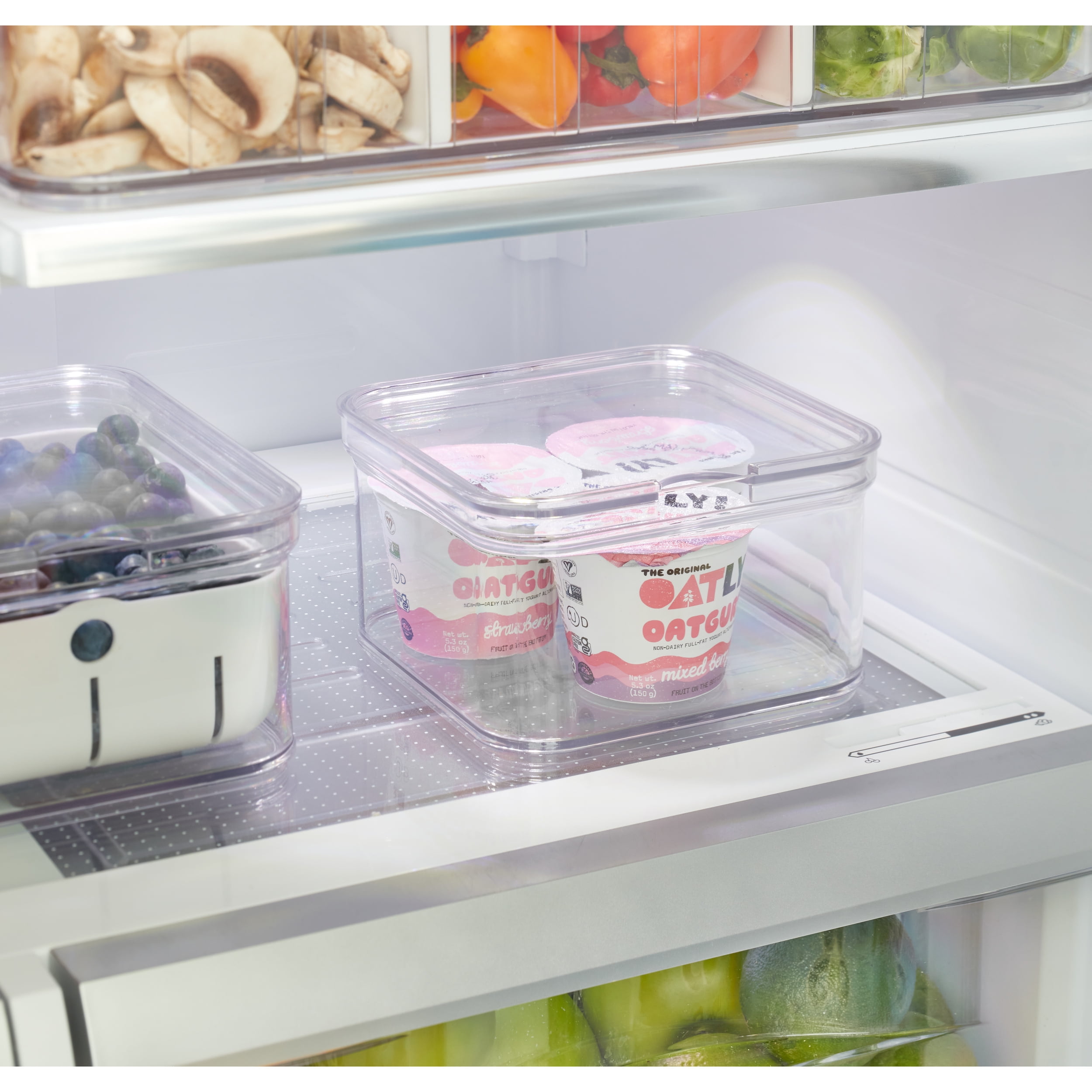 iDesign Stackable Fridge Organizer Bins with Lid for Fresh Produce - Ideal for Fruits, Vegetables, and Snacks