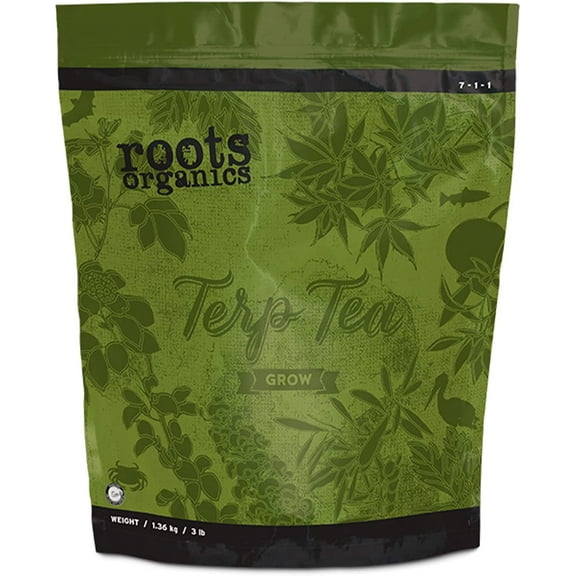 Roots Organics Terp Tea Grow Natural Dry Gardening Fertilizer Micronized Flowering Nutrient for Large and Small Gardens, 9 Pound Bag