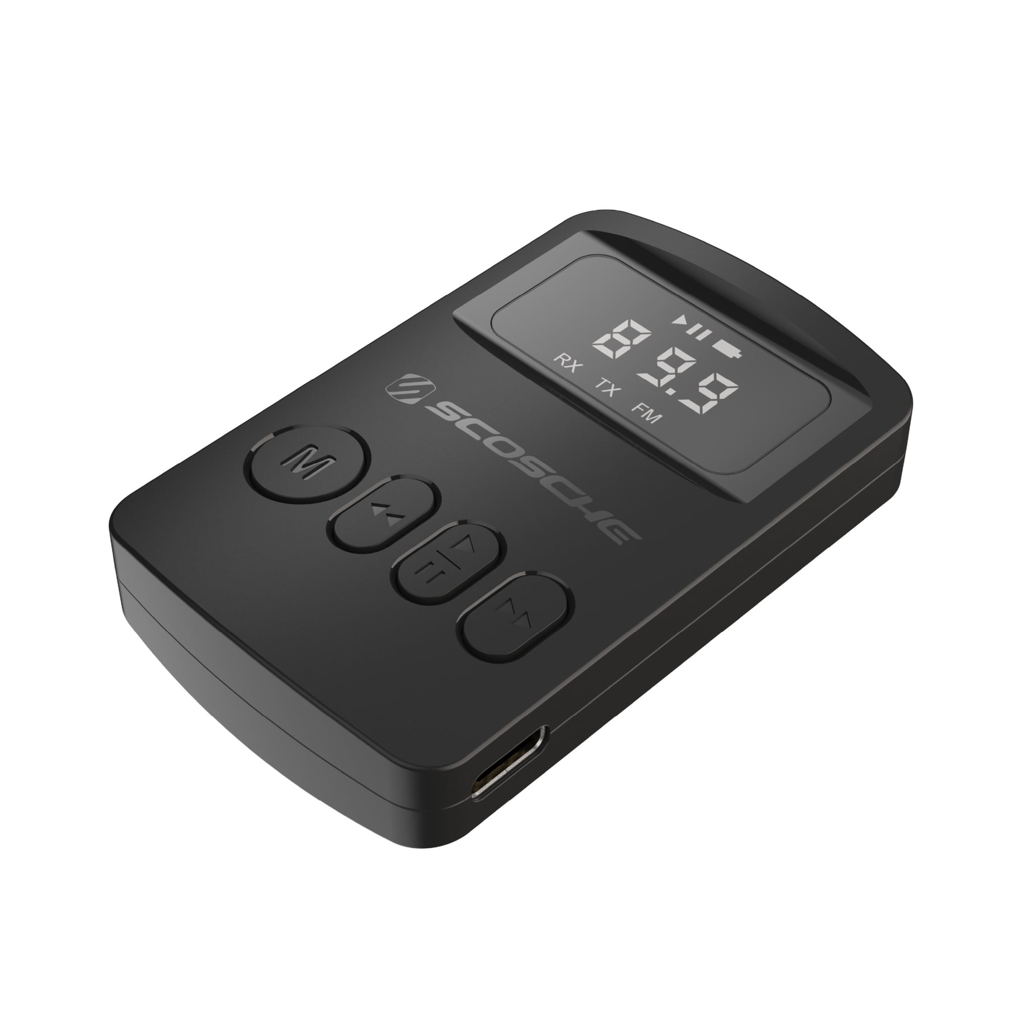 Scosche Portable Bluetooth FM Transmitter/Receiver Compatible w/ Home/Car Stereo, Airplane BTTRFM-SP1