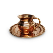 CC New Pure Copper Netilat Yadayim Cup with Plate | Negel Vasser Cup | Wash Mug | | 100% Kosher! | Wash Cup 500 ml