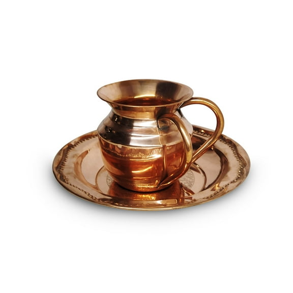 CC New Pure Copper Netilat Yadayim Cup with Plate | Negel Vasser Cup | Wash Mug | | 100% Kosher! | Wash Cup 500 ml