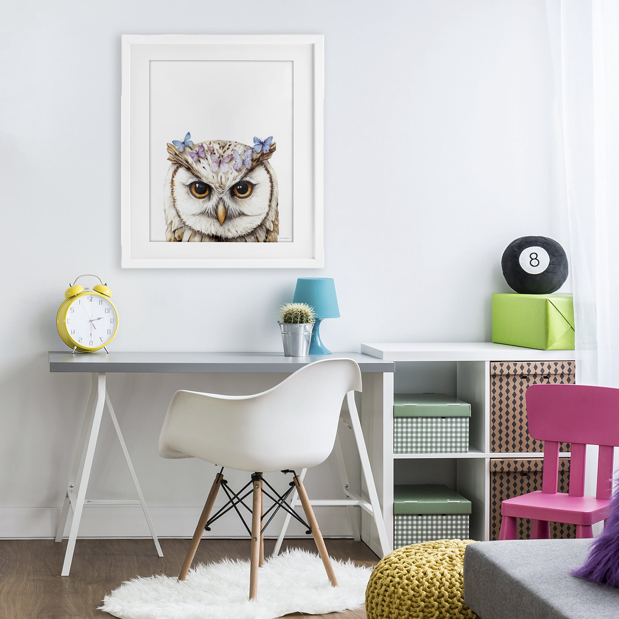 Stupell Industries Owl & Butterfly Wings White Framed Print Under Glass, design by Svetlana Aleynikova