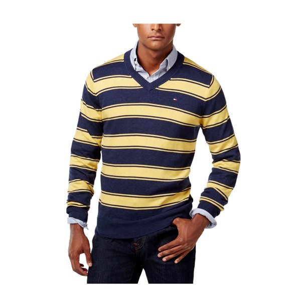 Tommy Hilfiger suéter a rayas para hombre, amarillo, pequeño