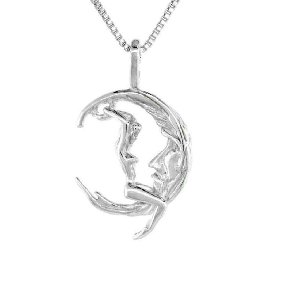 925 Sterling Silver Necklace w/ Moon Rider 3D Pendant Charm