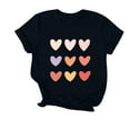 thumbnail image 1 of Camiseta de Manga Corta de Cuello Redondo Impresa para las Mujeres Día de San Valentín, Mezcla Ligera de Poliéster para Primavera Verano Otoño, 1 of 7