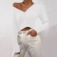 thumbnail image 1 of Suéter de cuello en V para mujer, suéter holgado de color liso con cuello en V, suéter, abrigo, suéter para mujer, 1 of 6