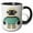 Black/White, variant on 3drose, Cute Teal, Black, and Off White Square Robot, 15oz Two-tone Green Mug