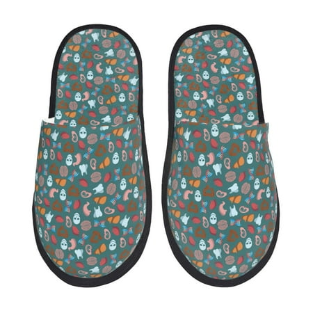 

Adobk Skull cute organ Print Slippers Indoor Outdoor Retro Slippers House Soft Fluffy Slides Cushion Furry Slippers-Medium