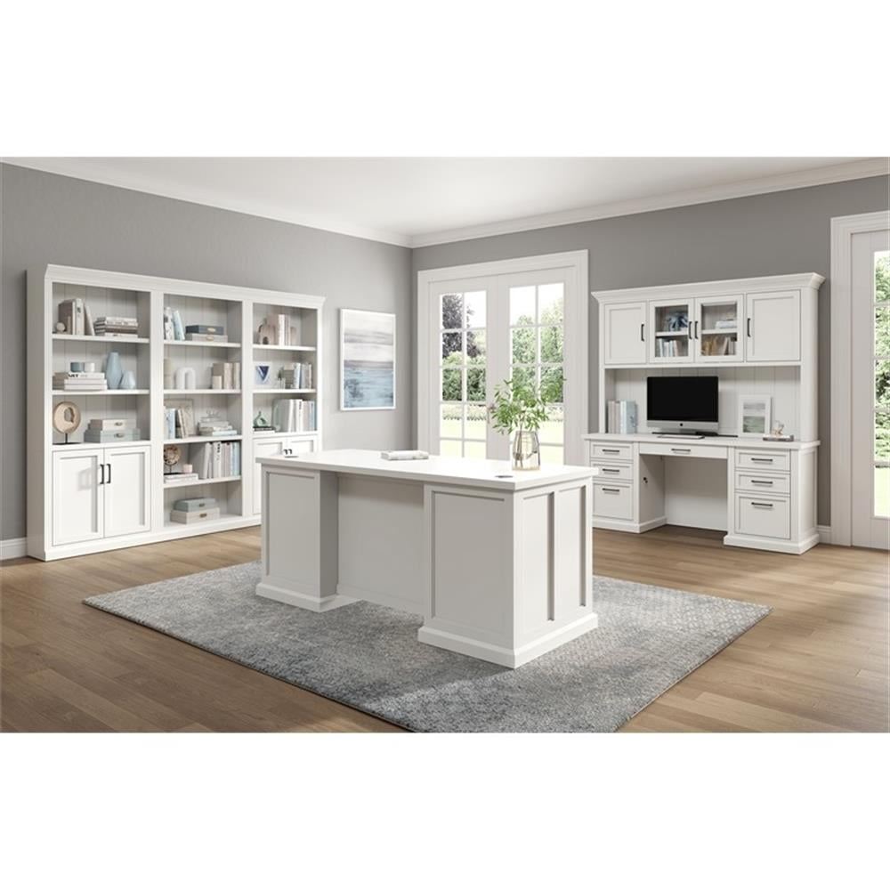 Pemberly Row Modern Wood Executive Desk Office Desk Fully Assembled White
