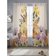 thumbnail image 2 of Easter Bunny Sheer Curtains 108 Inch Length 2 Panels Set Window Treatments, Spring Floral Vintage Botanical Rabbits Beige Rod Pocket Semi Curtains for Living Room/Bedroom/Kitchen, 104"W x 108"L, 2 of 7