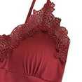 thumbnail image 4 of Women's Satin Chemise Nightgown Lace Trim Silk Slip Dress Sexy V Neck Sleepwear Wine XL, 4 of 4