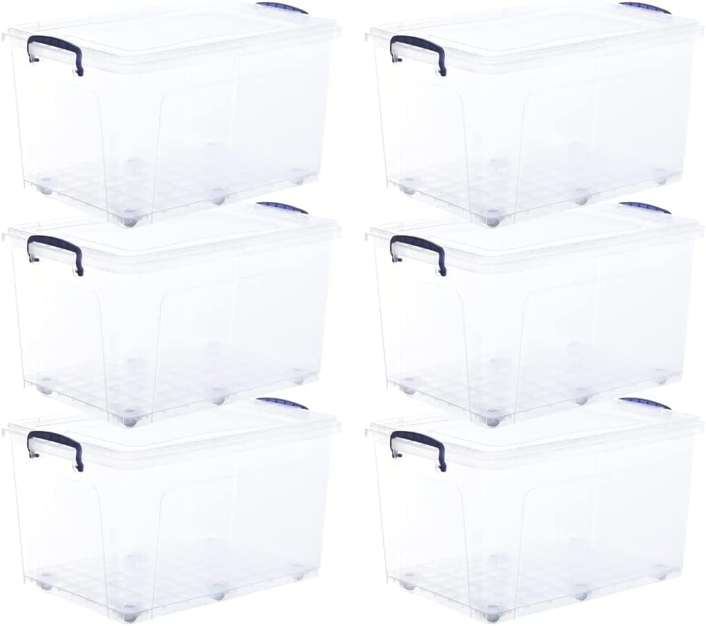 Superio Storage Containers With Wheels (6 Pack), Stackable Large